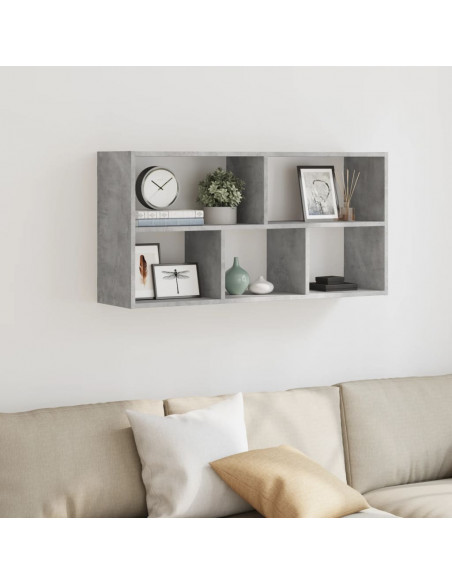 Scaffale a Muro Grigio Cemento 100x25x50 cm Legno Multistrato