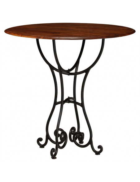 Tavolo da Pranzo in Legno di Acacia Finitura Ambra 80x76 cm