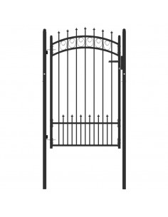 Cancello per Recinzione con Punte in Acciaio 100x150 cm Nero 2