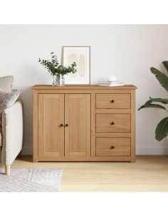 Credenza con Cassetti Panama 112x40x80cm Legno Massello di Pino 2