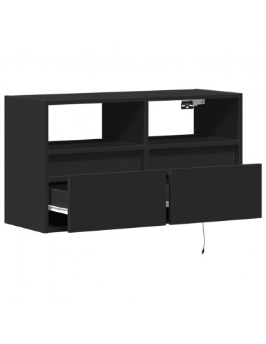 Mobile TV a Parete con Luci LED Nero 80x31x45 cm