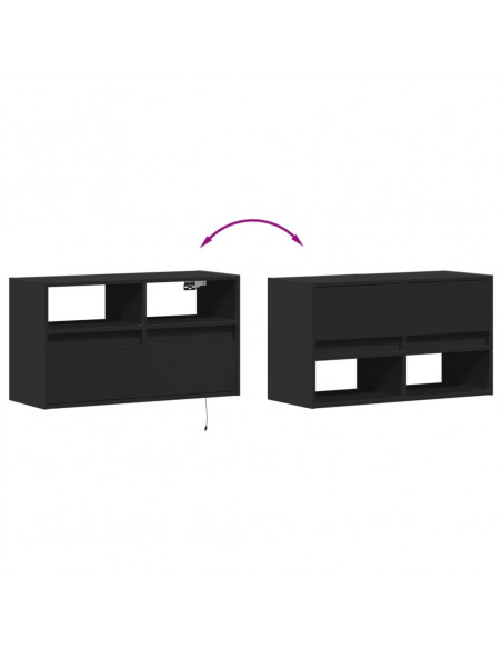 Mobile TV a Parete con Luci LED Nero 80x31x45 cm