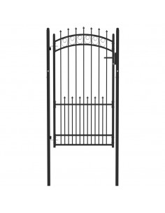 Cancello per Recinzione con Punte in Acciaio 100x175 cm Nero 2