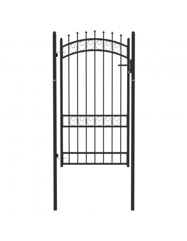 Cancello per Recinzione con Punte in Acciaio 100x175 cm Nero