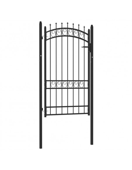 Cancello per Recinzione con Punte in Acciaio 100x175 cm Nero