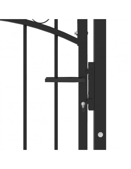 Cancello per Recinzione con Punte in Acciaio 100x175 cm Nero