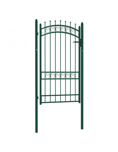 Cancello per Recinzione con Punte in Acciaio 100x175 cm Verde