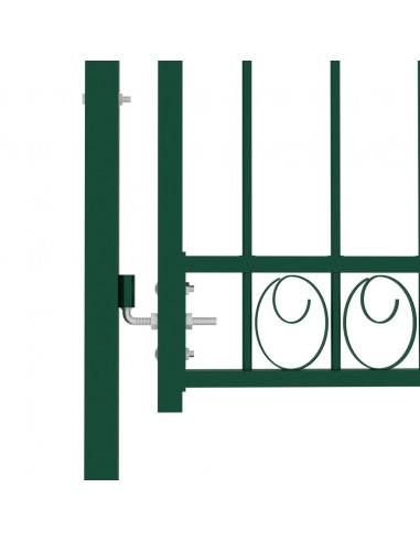 Cancello per Recinzione con Punte in Acciaio 100x175 cm Verde