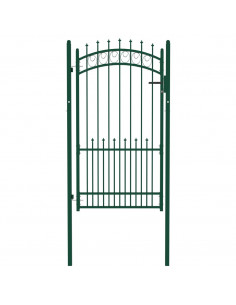 Cancello per Recinzione con Punte in Acciaio 100x175 cm Verde 2