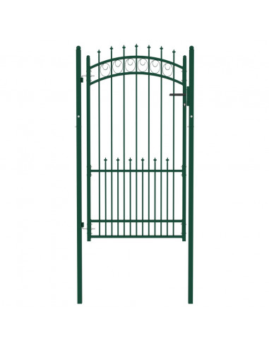 Cancello per Recinzione con Punte in Acciaio 100x175 cm Verde