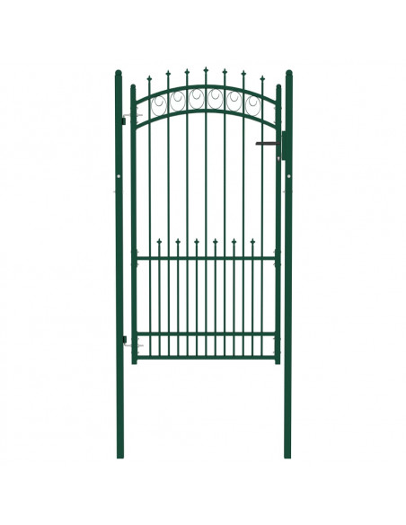 Cancello per Recinzione con Punte in Acciaio 100x175 cm Verde