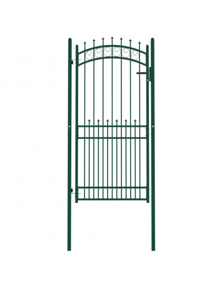 Cancello per Recinzione con Punte in Acciaio 100x200 cm Verde