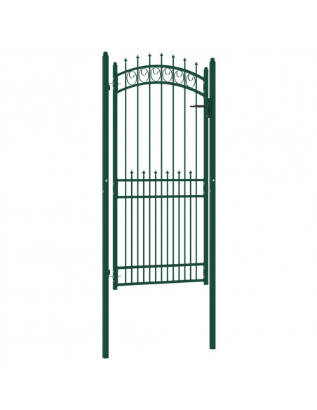 Cancello per Recinzione con Punte in Acciaio 100x200 cm Verde