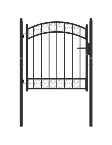 Cancello per Recinzione ad Arco in Acciaio 100x100 cm Nero