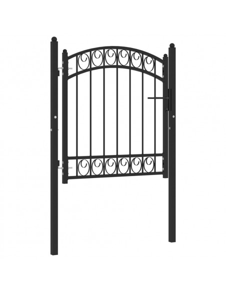 Cancello per recinzione EMMEN con parte superiore ad arco in acciaio 100x86 cm Nero