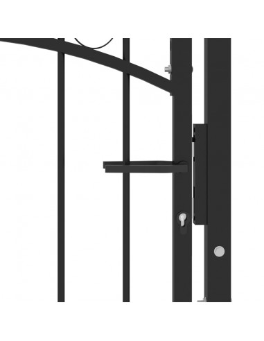 Cancello per recinzione EMMEN con parte superiore ad arco in acciaio 100x86 cm Nero