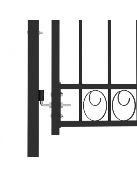Cancello per recinzione EMMEN con parte superiore ad arco in acciaio 100x86 cm Nero