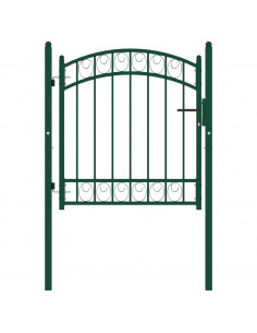 Cancello per Recinzione ad Arco in Acciaio 100x100 cm Verde 2