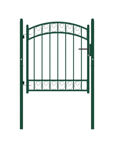 Cancello per Recinzione ad Arco in Acciaio 100x100 cm Verde