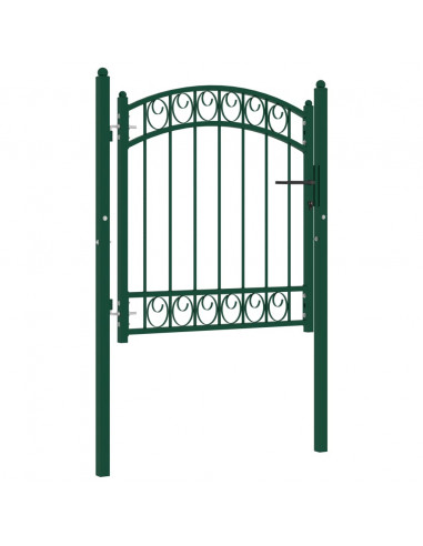 Cancello per Recinzione ad Arco in Acciaio 100x100 cm Verde