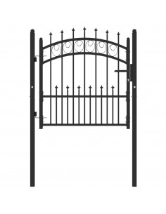 Cancello per Recinzione con Punte in Acciaio 100x100 cm Nero 2