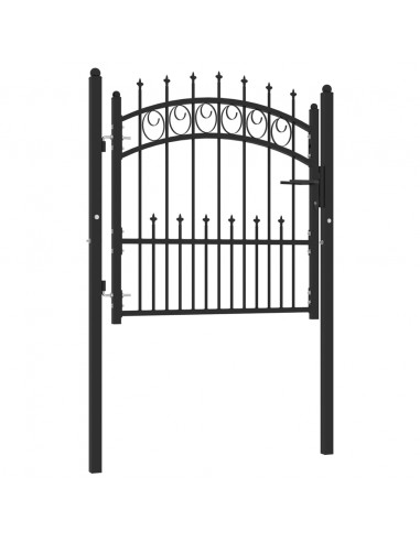 Cancello per Recinzione con Punte in Acciaio 100x100 cm Nero
