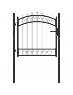 Cancello per Recinzione con Punte in Acciaio 100x100 cm Nero 2