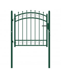 Cancello per Recinzione con Punte in Acciaio 100x100 cm Verde 2