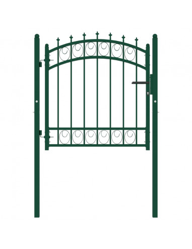 Cancello per Recinzione con Punte in Acciaio 100x100 cm Verde