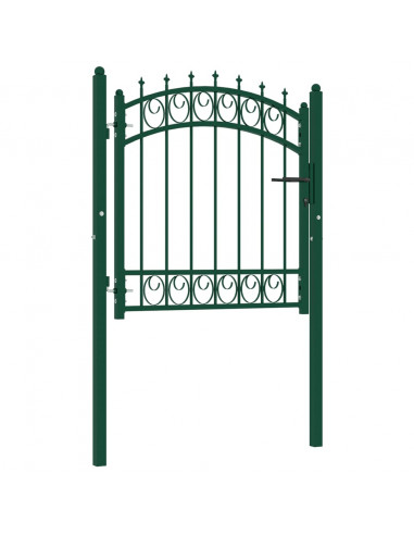 Cancello per Recinzione con Punte in Acciaio 100x100 cm Verde