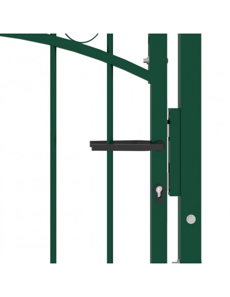 Cancello per Recinzione con Punte in Acciaio 100x100 cm Verde