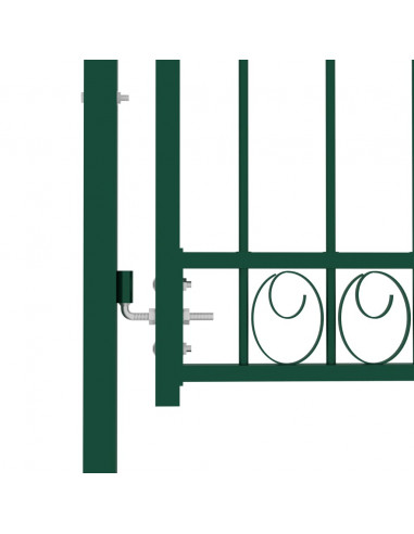 Cancello per Recinzione con Punte in Acciaio 100x100 cm Verde
