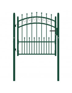 Cancello per Recinzione con Punte in Acciaio 100x100 cm Verde 2