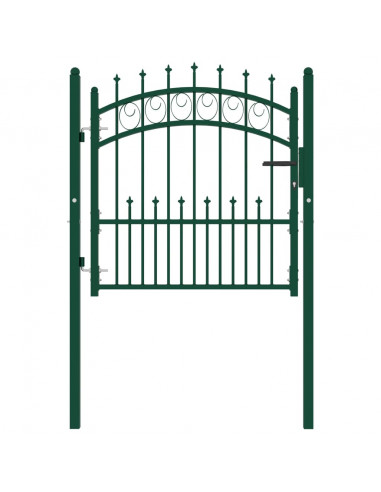 Cancello per Recinzione con Punte in Acciaio 100x100 cm Verde