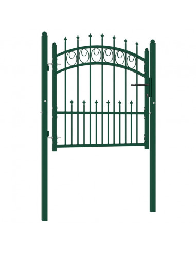 Cancello per Recinzione con Punte in Acciaio 100x100 cm Verde