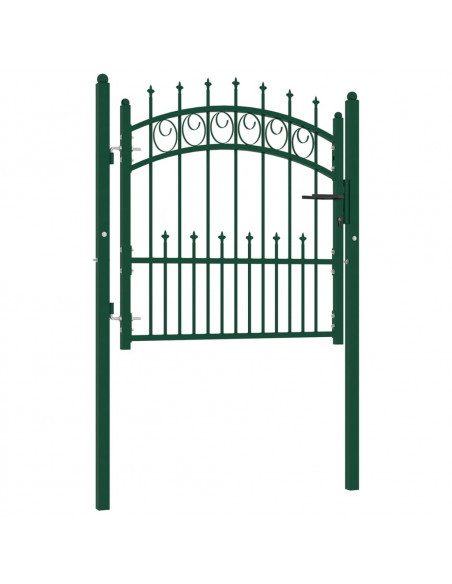Cancello per Recinzione con Punte in Acciaio 100x100 cm Verde