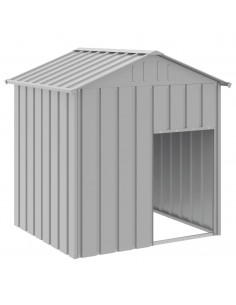 Casetta Cani Tetto Grigio Chiaro 117x103x123 cm Acciaio Zincato