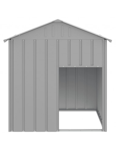 Casetta Cani Tetto Grigio Chiaro 117x103x123 cm Acciaio Zincato
