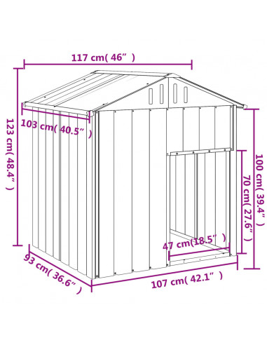 Casetta Cani Tetto Grigio Chiaro 117x103x123 cm Acciaio Zincato