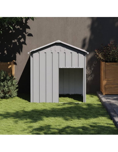 Casetta Cani Tetto Grigio Chiaro 117x103x123 cm Acciaio Zincato
