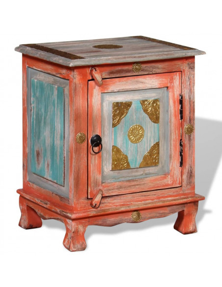 Comodino in Legno Massello di Mango Arancione