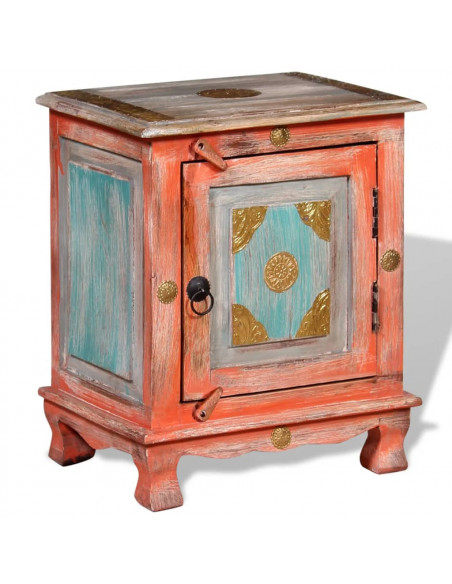 Comodino in Legno Massello di Mango Arancione