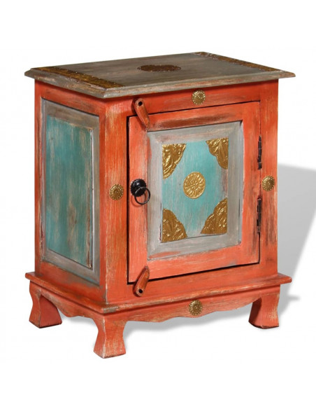 Comodino in Legno Massello di Mango Arancione