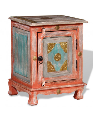 Comodino in Legno Massello di Mango Arancione