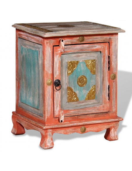 Comodino in Legno Massello di Mango Arancione