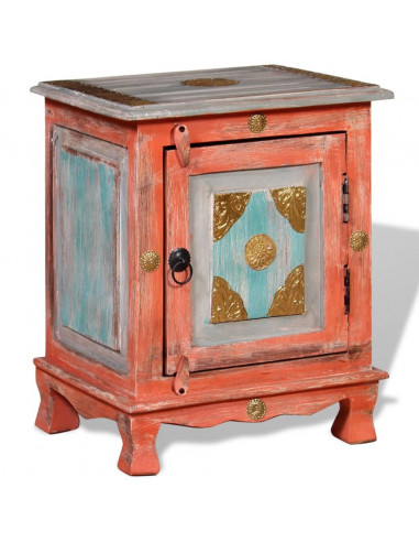 Comodino in Legno Massello di Mango Arancione