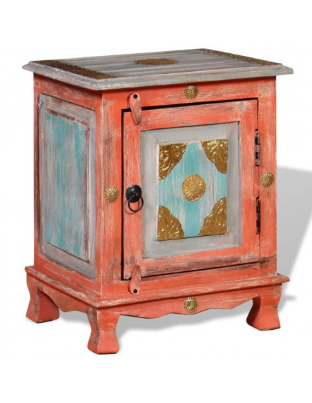 Comodino in Legno Massello di Mango Arancione