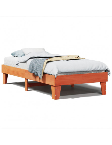 Letto senza Materasso Marrone Cera 90x190 cm in Legno di Pino