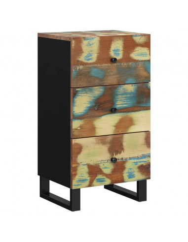 Credenza con 3 Cassetti 40x33,5x75cm Legno Massello di Recupero