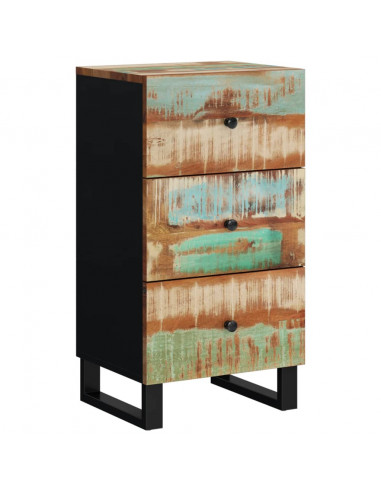 Credenza con 3 Cassetti 40x33,5x75cm Legno Massello di Recupero